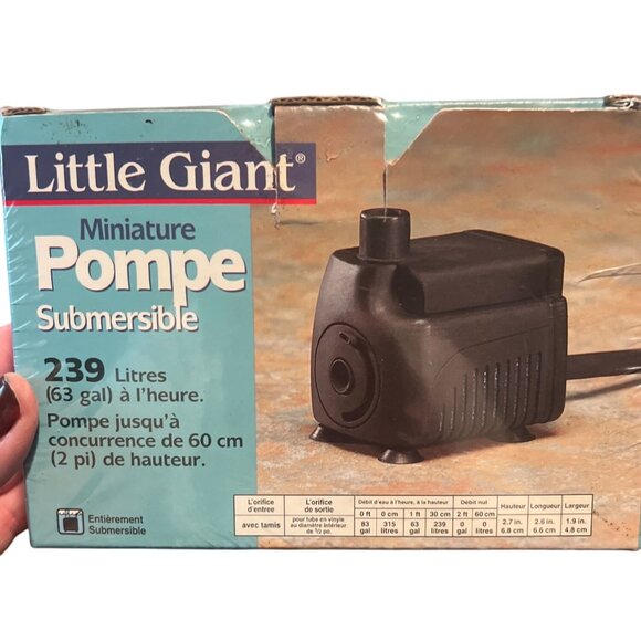 Little Giant Miniature Submersible Pump 63 Gallons Per Hour 2 Ft High 6 Ft Cord - Picture 1 of 4